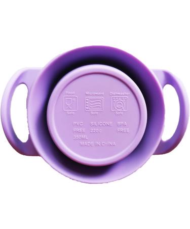 Collapsible Silicone Snack Cup for Kids 3+ | Spill-proof with Lid, Straw, & Strap | Perfect for On-the-Go Snacking | BPA-Free - Purple - Buy Online on GoSupps.com