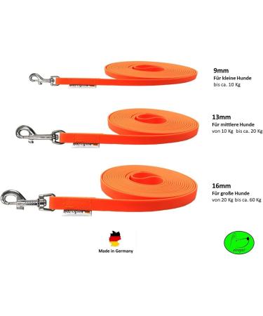 Biothane Tow Leash for Small Dogs - 9mm Durable Dog Leash in Neon Orange (1.50m with Hand Loop 3m 10m 15m Options) - Ideal for International Shipping - Buy Online on GoSupps.com