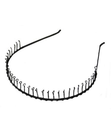 Black Narrow Metal Wire Comb Sports Alice Hair Band Headband by Pritties Accessories