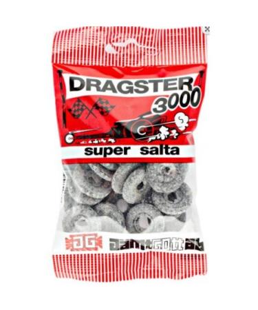 Dragster 3000 Super Salta 50 x 50g Sachets - Original - Swedish - Salted Licorice - Salmiak - Sweets - Sweets