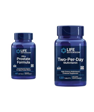 Life Extension Ultra Prostate Formula Saw Palmetto for Men pygeum stinging Nettle Root lycopene & Two-Per-Day High Potency Multi-Vitamin & Mineral Supplement - Vitamins Minerals