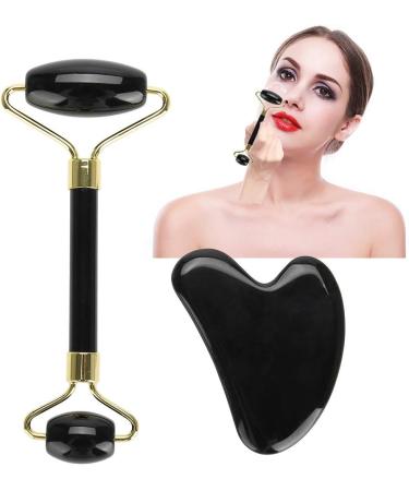 Leylor Natural Obsidian Roller Massage Set - 2pcs Double-End Roller & Scraping Board Kit | Perfect Massage Gift Tool - Buy Online on GoSupps.com