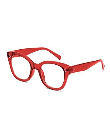 Bold frame oversized blue light glasses for women round computer glasses frames for women Red
