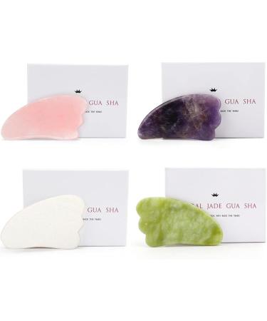 Gua Sha Facial Tool Natural Rose Quartz Jade Guasha Scraper Board Massager for Face Body Gouache Scraper Skin Lifting Wrinkle-Pink no box - Buy Online on GoSupps.com