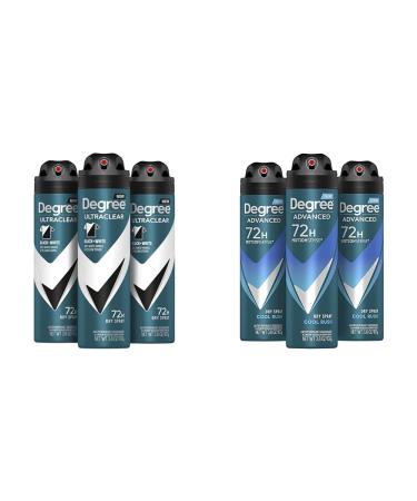 Degree Men Antiperspirant Deodorant Dry Spray Black + White Protects & Men Antiperspirant Deodorant Dry Spray Cool Rush 3 count Deodorant