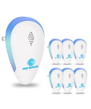 Avantaway Ultrasonic Pest Repeller, Indoor Pest Control for Mosquito, Mouse, Cockroach, Bug, Roach,Upgraded Electronic Plug-in Insect Repellent for House, Garages, Warehouses, Offices, Hotel,6 Pack light blue
