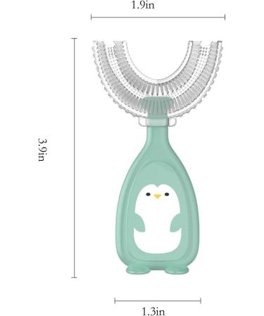 Kids U-Shaped Toothbrush Food Grade Soft Silicone Brush Head Manual Training 360 Effective Deep Cleaning Oral Teeth Cleaning Design for Toddlers and Children Green-Small - Buy Online on GoSupps.com