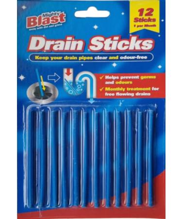 Cleaning Drain Sticks Pack of 12 1-Year Supply of Drain Cleaner Sink Sticks & Drain Odor Remover Effective Clog & Drain Cleaning Sticks for Bathroom and Kitchen