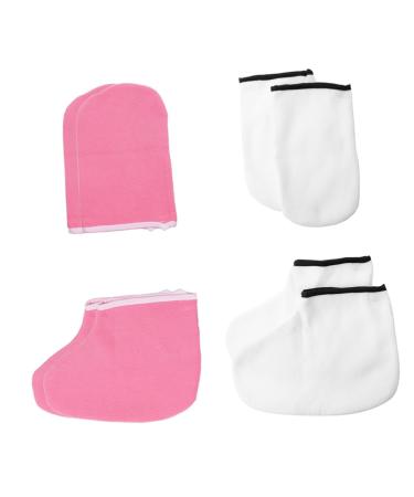 FRCOLOR 4 Pairs Hand and Foot Mask Skin Care Glove Paraffin Mitts Exfoliating Care Glove Moisturizing Hand Gloves Warm Gloves Gel Gloves Moisturizing Gloves Thickened Foot Covers Spa Boots
