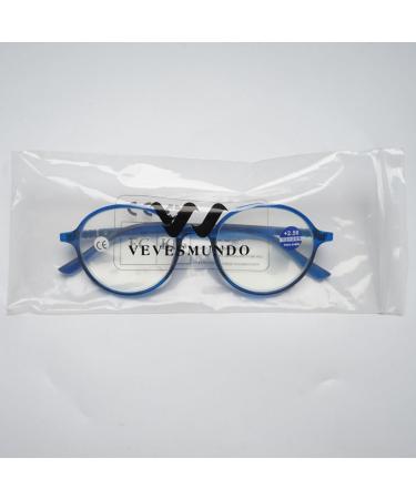 VEVESMUNDO Blue Light Filter Reading Glasses Set - Round Retro Style for Men & Women | Anti Blue Light Visual Aid | +1.0 to +4.0 Diopters - 3 Colors: Black Blue Green - Buy Online on GoSupps.com