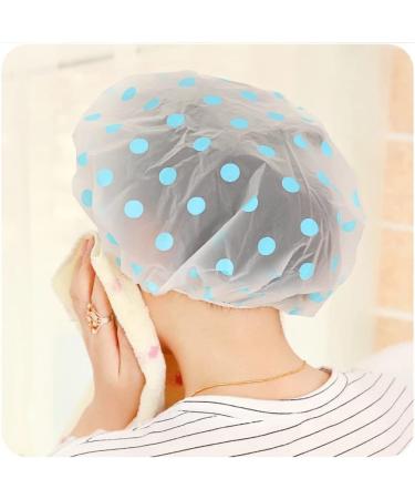 6Pcs Dot Waterproof Reusable Plastic Shower Caps for Women with Long Hair - Buy Online on GoSupps.com