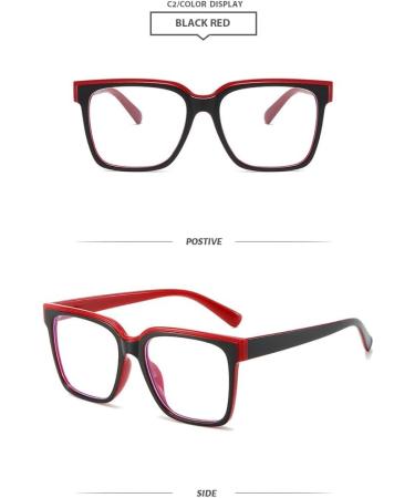 Tr90 Square Frame Blue Light Blocking Glasses for Men & Women | Anti UV Ray Computer Reading Glasses - Black-Red 56mm - Buy Online on GoSupps.com