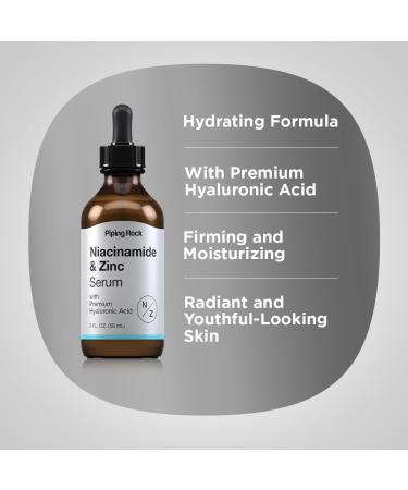 Piping Rock Niacinamide & Zinc Serum - 2 fl oz | Hydrating Face & Skin Solution with Hyaluronic Acid | Paraben SLS & Fragrance-Free - Buy Online on GoSupps.com