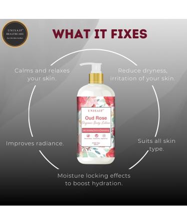 Unisaif Oud Rose Organic Body Lotion | Natural Body Lotion for woman & Men s |Moisturizing Hand Lotion for Dry Skin | Body Moisturizers Rose Lotion for Men (10.14 Fl oz 300ml) - Buy Online on GoSupps.com