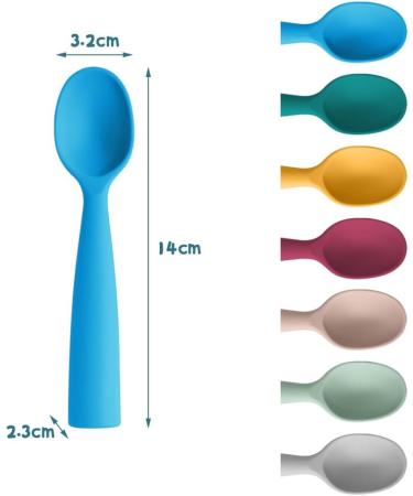 Vicloon Baby Spoons 7 Pcs - Silicone Training Feeding Spoons for Kids and Toddlers - Self-Feeding Weaning Set - Dark Color - Buy Online on GoSupps.com