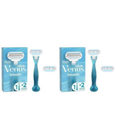 Gillette Venus Smooth Razor Women Women's Razor + 2 Razor Blades (Pack of 2)
