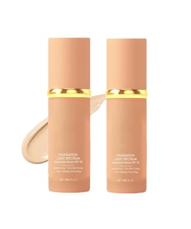 4-in-1 Hydrating Foundation Liquid Foundation Light Spectrum Concealer with SPF 50+ Longwearing & Waterproof for Gym Sports Dancing (2 Pcs A) 2 Pcs 40 ml (Pack of 1)