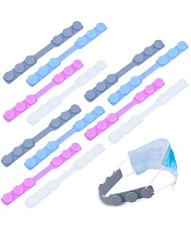 12PCS Silicone Mask Strap Extender Ear Loop Holder Mask Ear Saver for Face Masks Adjustable Mask Buckle Mask Hook Extended Belt Ear Protector Mask Strap Extension Hook Ear Pain Relieved (4 Colors)