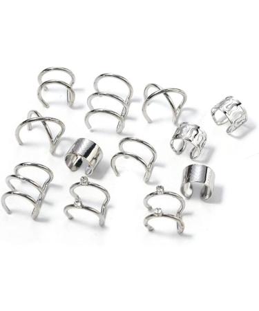 Diarypiece 12 Pcs Retro Advanced Sense Ear Bone Clip Without Pierced Metal Ear Cuff Jewelry Metal alloy - Buy Online on GoSupps.com