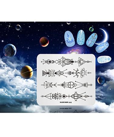 KADS 4Pcs Nail Art Stamping Plate Pattern Stamp Template Image Plates for Nail Salon Designs Night sky flower and beach O3