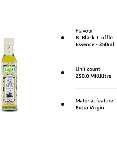 Olio Luglio - Black Truffle Olive Oil (250 ml) | Extra Virgin Olive Oil | Black Truffle Essence | Cold Pressed | Glass Bottle (250 ml) B. Black Truffle Essence - 250ml - Buy Online on GoSupps.com