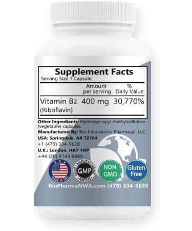 Bio-Innovations Pharmacal B2-400 Riboflavin 60 Capsules - Boost Energy & Support Overall Health - Buy Online on GoSupps.com