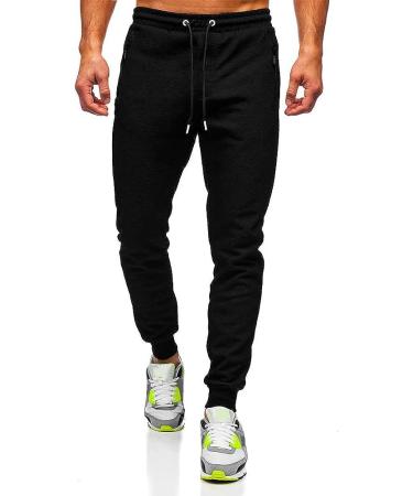 BUXKR Mens Casual Joggers Sweatpants - Black, Size Medium | Ideal for Jogging, Running & Athletic Activities - Buy Online on GoSupps.com