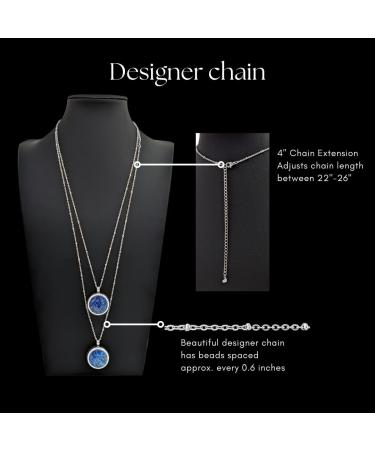 Buy PILL THING Round Pill Locket Necklace - Waterproof Med Box Jewelry Secure Holder for Medication Photo Keepsake - Silver & Lapis - 26" Chain - Buy Online on GoSupps.com