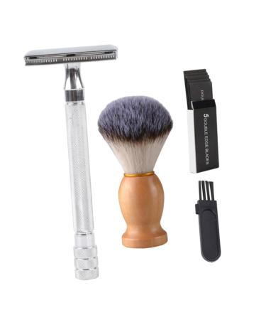 Frcolor 1 set manual razor beard trimmer razor foster tool for men hairbrush portable razor razor facial razor bare razor face beard razor razor metal razor brush