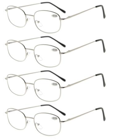 Eyekepper Metal Frame Reading Glasses with Spring Hinge 4 Pieces Silver +2.50 Silver