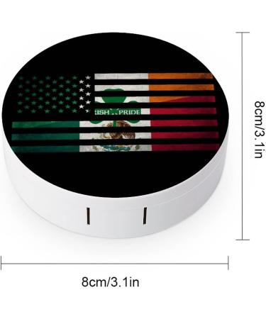 Irish Pride Mexican American Flag Round Case For Contact Lens Kit Storage Box with Mirror Printed - Buy Online on GoSupps.com