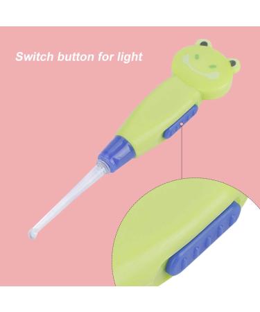 Cute Cartoon LED Flashlight Earpick Earwax Remover ABS Sanitary Flashlight Function for Baby Care (Green Style - Buy Online on GoSupps.com