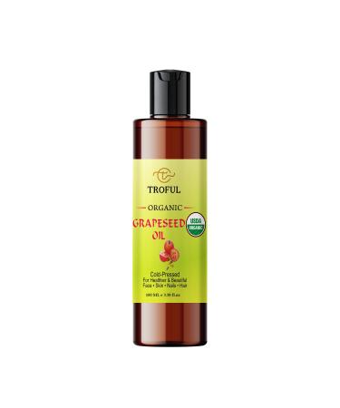 Organic Grapeseed Oil - 100% Pure Cold Pressed Natural Grape Seed Carrier Oil for Skin Face Body Hair Massage Anti-Aging - Normal and Oily Skin (100ml)