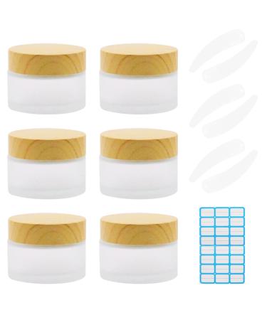 Meiyiday 6 pieces of glass treats with bamboo lid 30ml glass of empty cans clear crucible cream box empty from matt glass trip cosmetics container for lotion cream mini candles cosmetics essential oils