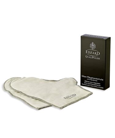 Edzard Qualipolish Silver Nursing Shoes (Pair) Cleaner for Jewelry Coins & Cutlery made of brass silver & gold - silver glove cleaning agent polish for care - silver care for jewelry