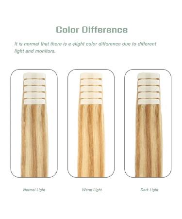 VARIO TAPE Real Hair Extensions - 20 Pieces 50g #12P613 Gold Brown Highlighted Blonde 16 inch Gift for Women - Buy Online on GoSupps.com
