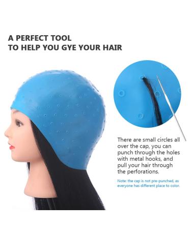 Beaupretty Highlighting Silicone Cap with Hook - 2 Sets | Reusable Hair Coloring Caps with Crochet Hooks - Perfect for Hair Dyeing - Buy Online on GoSupps.com