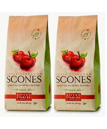 Sticky Fingers Scone Mix (Pack of 2) 15 Ounce Bags - All Natural Scone Baking Mix (Apple Cinnamon)