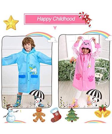 QTECLOR Kids Raincoat Jacket - Cartoon Rain Poncho for Ages 6-13 with School Bag Cover - Buy Online on GoSupps.com
