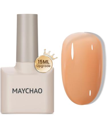 MAYCHAO 15ML Jelly Gel Nail Polish -Nude Gel Nail Polish Cream Glaze Translucent Soak Off UV Gel Polish Neutral Color Nail Gel Polish for Nail Art French Manicure at Home Lucite
