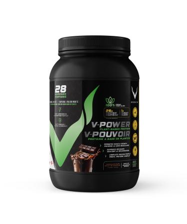 V-Power Plant-Based Protein Powder - Chocolate Rush (28 Servings) | 26g Protein 11.8g BCAAs & EAAs Zero Fat Zero Added Sugars Dairy-Free & Soy-Free - All Natural Ingredients - 1kg (2.2lbs) Chocolate Rush 2.2 Pound