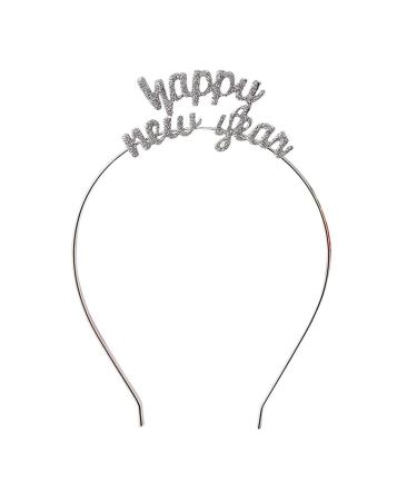 Lurrose Happy New Year Headband Alloy Hairband Hair Hoop for Women Party Festival