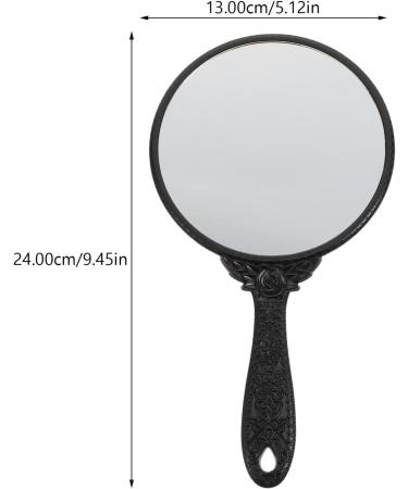 Minkissy Vintage Hand Mirror - Handheld Makeup & Hairdresser Mirror with Handle in Black Round Design for Travel, Home & Salon Vanity - Buy Online on GoSupps.com