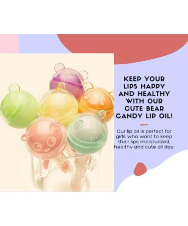 Pack of 6 Vegan Kids Clear Colour Change Bear Candy Lip Oil | Glossy Moisturizing Lollipop Lipgloss for Girls - Buy Online on GoSupps.com