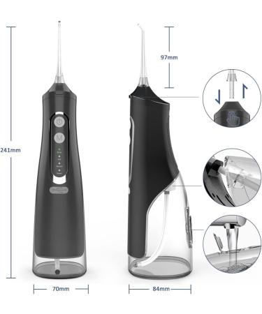 Water Flosser for Advanced Teeth Cleaning - Cordless Oral Care Irrigator with 4 Modes 4 Jet Tips & 310ML Tank - IPX7 Waterproof (Black - Buy Online on GoSupps.com