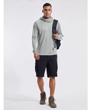 Baleaf Men's UV Protection Rashguard Shirt - UPF 50+ Long Sleeve Hooded Sweatshirt for Running Surfing & Outdoor Fishing - Lightweight Thumb Hole Design Gray - Buy Online on GoSupps.com