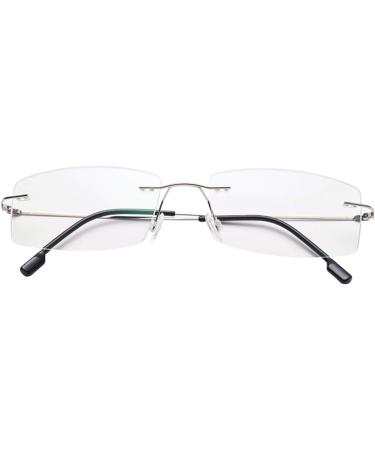 Rimless Titanium Reading Glasses for Men & Women | Lightweight +0.50 to +4.00 +1.75 Silver - Buy Online on GoSupps.com