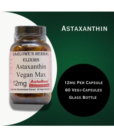 Barlowe's Herbal Elixirs Astaxanthin Supplements | AstaReal Astaxanthin Vegan Max 12mg | 60 Veggie Capsules | Astaxantina - Buy Online on GoSupps.com