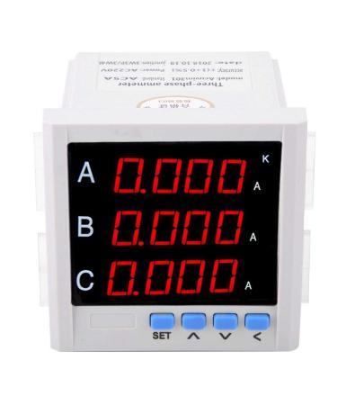 Three-Phase Display Multifunction Digital LED Programmable Three Phase AC Voltage Current Frequency Energy Meter Ammeter (White)