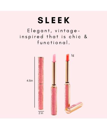 Elegant Thin Lipstick Tube | Magic Lip Cream Changes Tone | Long Lasting Waterproof Gloss | Vintage Pink Rose Design (1g) in Light Orange - Buy Online on GoSupps.com